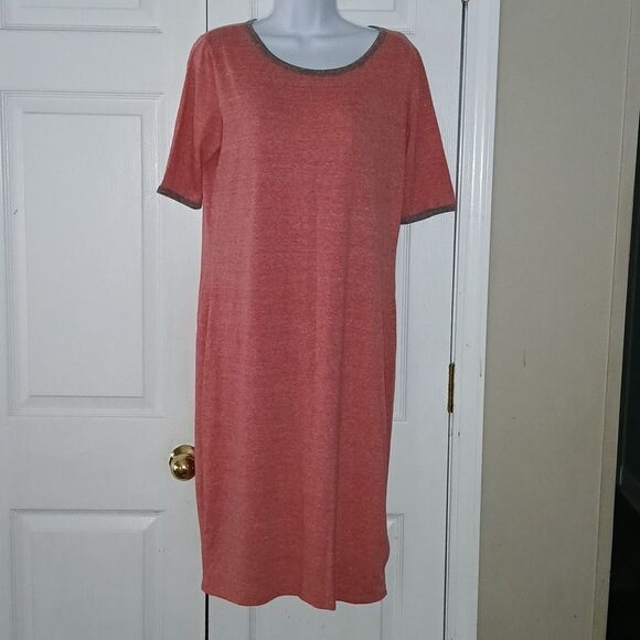 Lularoe  red gray Julia Raglan style dress  Sz L - Picture 1 of 5